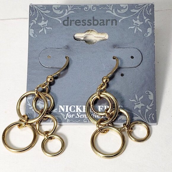 2/$30 Gold tone Hoops Cluster Design Drop Dangle Earrings, 1.75-in Women Jewelry - Picture 1 of 8